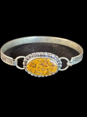 Yellow Oval Stone .925 Overlay Women's Bracelet